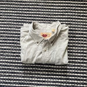 🌿Field Forest Men Short Sleeve Khaki Beige Cotton Outdoor Button Down Shirt 2XL